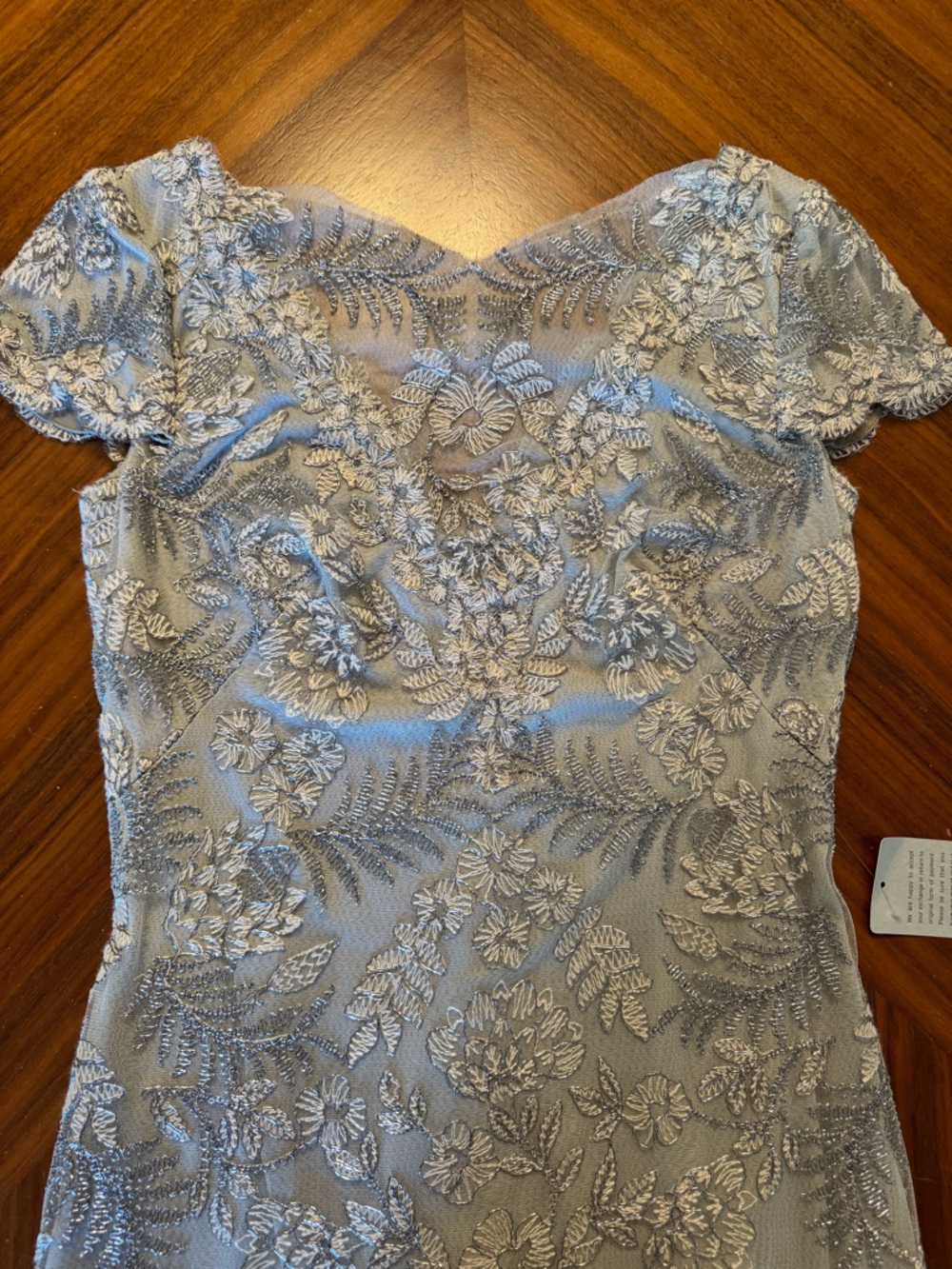 Tadashi Shoji NWT Gray Lace Cocktail Dress Mother of the Bride Size 6 - Picture 9 of 16